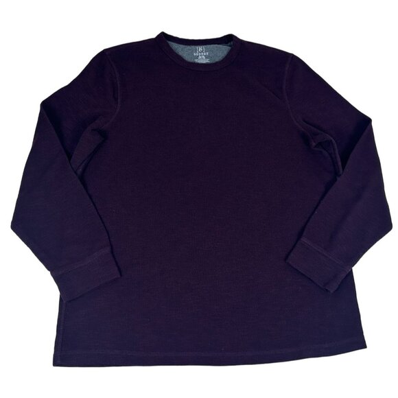 George Other - George Waffle Knit Thermal Henley T-Shirt Men's XL 46-48 Purple Stretch Pullover